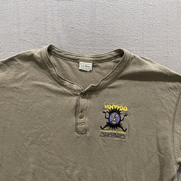 Vintage Voodoo Fest Shirt Mens XL L.L. Bean River Driver's Henley Merino Wool - Picture 2 of 10
